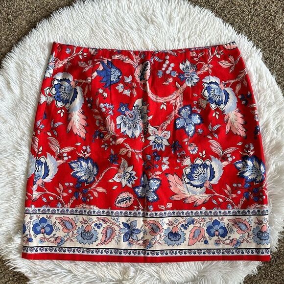 Talbots Skirt Floral Paisley Red New Womens Size 12 - Picture 2 of 7